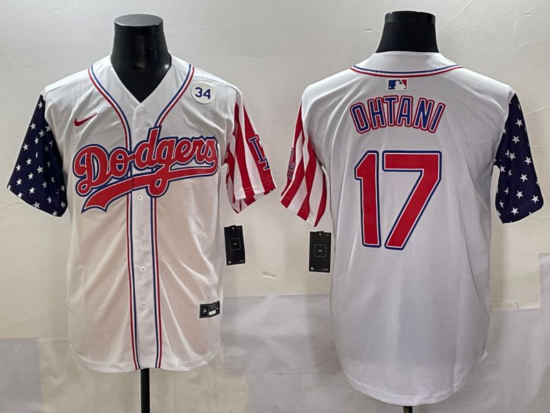Men 2025 Los Angeles Dodgers #17 Ohtani White a generation of national flags Joint Name Nike MLB Jersey style 7